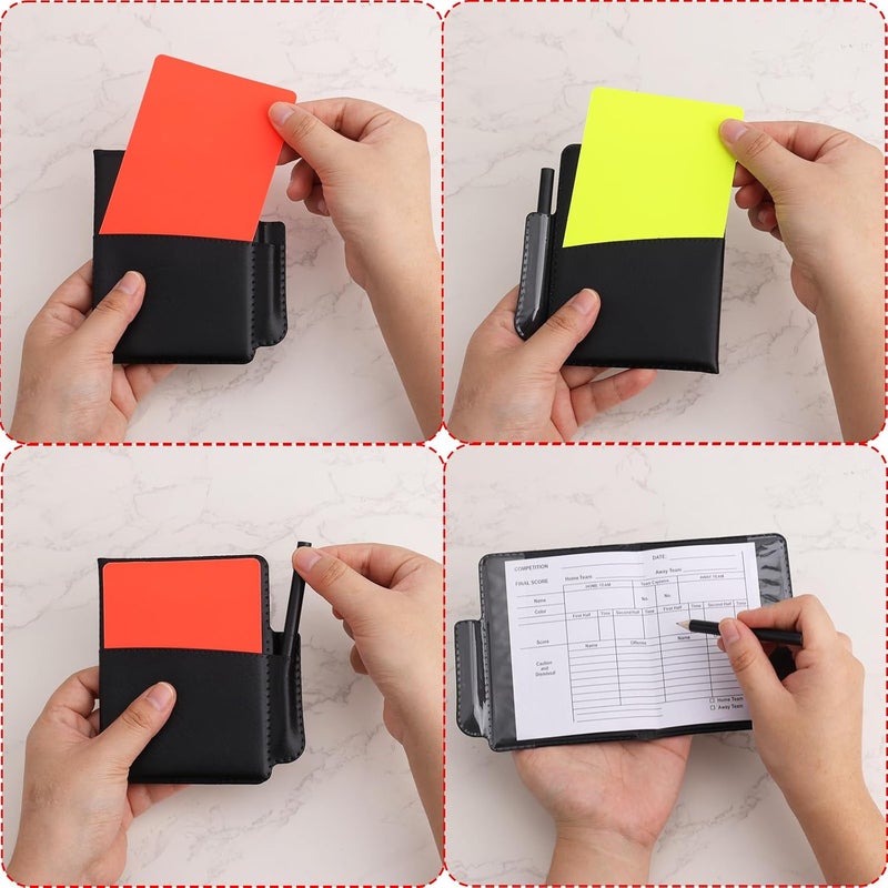 Penitue Soccer Referee Card Set, Red and Yellow Warning Ref Cards with Leather Case, Record Papers, Pencil, Coin Toss, Coaches Accessories Kit for Volleyball Football Baseball Matches Training Equipment - Image 5